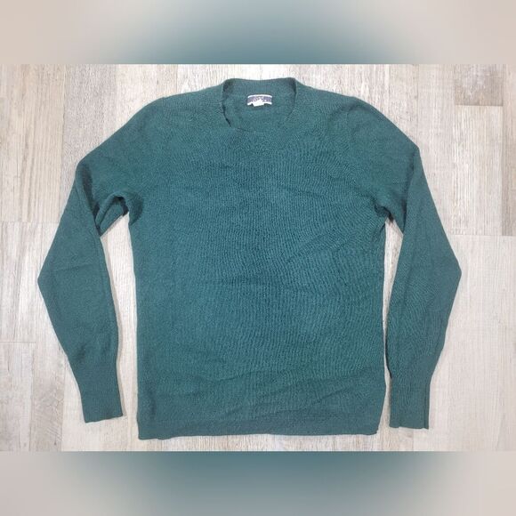 100% CASHMERE MEDIUM WEIGHT SWEATER lightly worn J.Crew w-xs dark green. - Picture 2 of 9